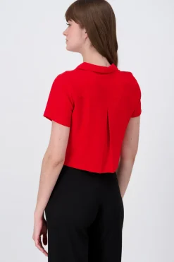 Camisa Crop Amplia Manga Corta