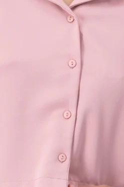 Camisa Crop Amplia Manga Corta