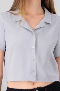 Camisa Crop Amplia Manga Corta