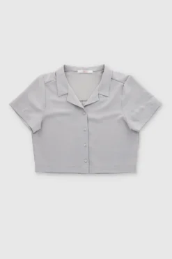 Camisa Crop Amplia Manga Corta