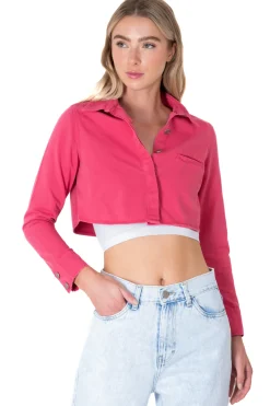 Camisa crop bolsillo