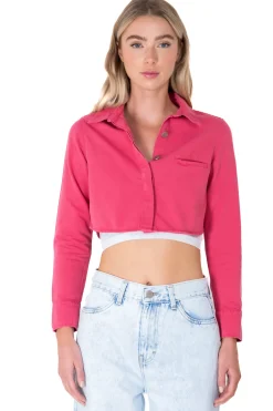 Camisa crop bolsillo