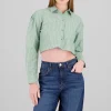Camisa crop detalle botones manga larga