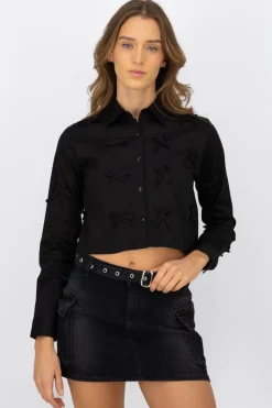 Camisa crop detalle moños