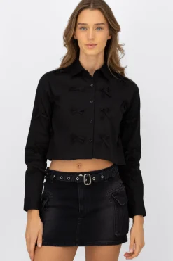 Camisa crop detalle moños