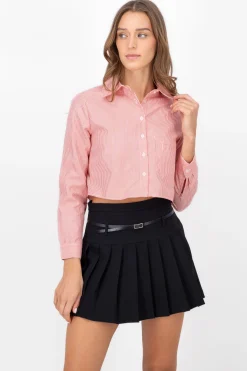 Camisa Crop Doble Bolsillo