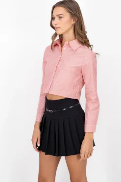 Camisa Crop Doble Bolsillo