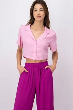 Camisa crop lisa