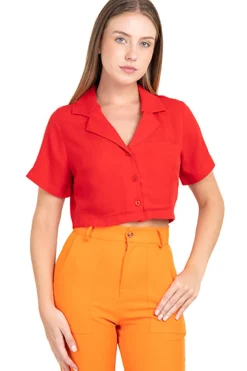 Camisa crop lisa