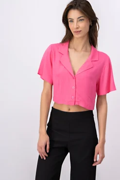 Camisa crop lisa