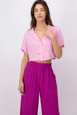 Camisa crop lisa