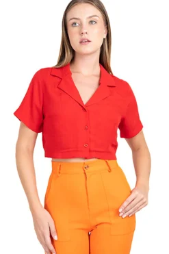 Camisa crop lisa