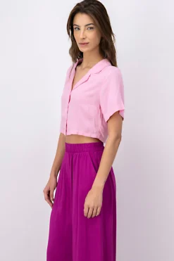 Camisa crop lisa