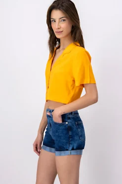 Camisa crop lisa