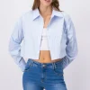 Camisa crop líneas brillosas