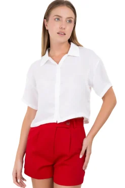 Camisa crop manga corta lisa