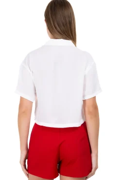 Camisa crop manga corta lisa