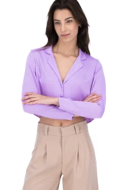 Camisa crop manga larga