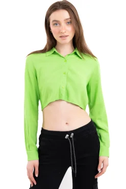 Camisa crop manga larga