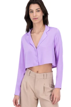 Camisa crop manga larga