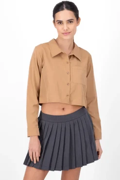 Camisa crop manga larga