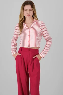 Camisa crop manga larga detalle rayas