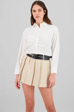 Camisa crop manga larga detalle frunce