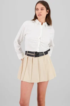 Camisa crop manga larga detalle frunce