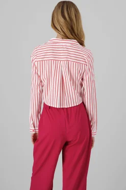 Camisa crop manga larga detalle rayas