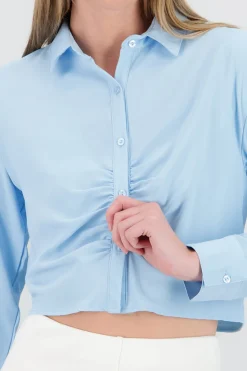 Camisa crop manga larga detalle frunce