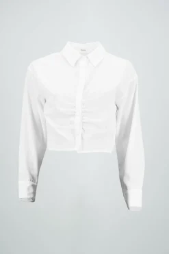 Camisa crop manga larga detalle frunce