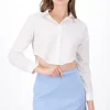 Camisa Crop Manga Larga Lisa