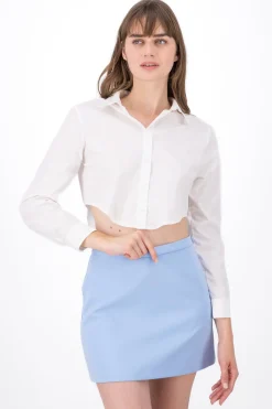 Camisa Crop Manga Larga Lisa