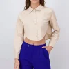Camisa Crop Manga Larga Lisa
