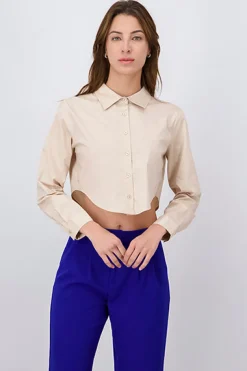 Camisa Crop Manga Larga Lisa