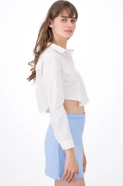 Camisa Crop Manga Larga Lisa