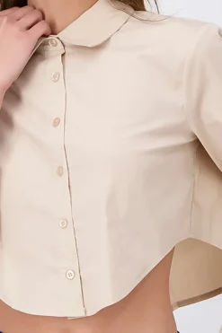 Camisa Crop Manga Larga Lisa