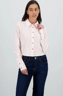 Camisa crop manga larga rayas