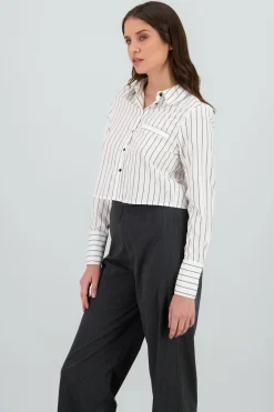 Camisa crop manga larga rayas