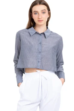 Camisa crop rayas manga larga