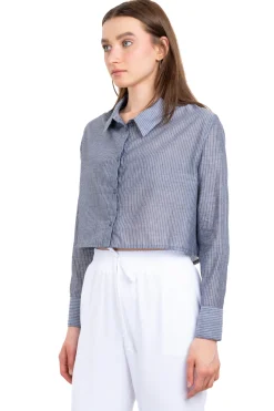Camisa crop rayas manga larga