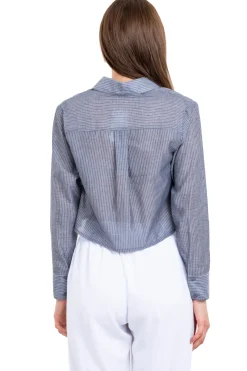 Camisa crop rayas manga larga