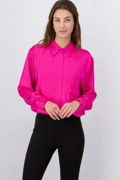 Camisa crop satín bolsa