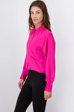Camisa crop satín bolsa