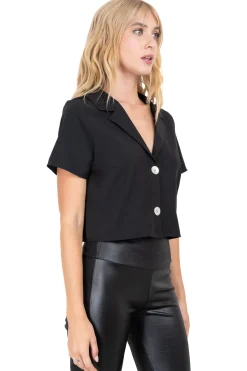 Camisa crop solapa botones