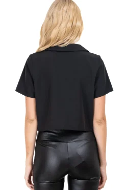 Camisa crop solapa botones