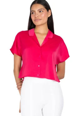 Camisa cropped manga corta