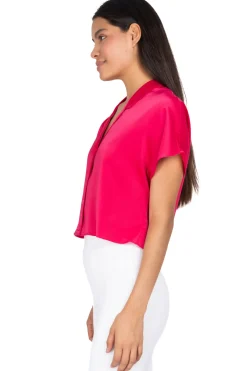 Camisa cropped manga corta