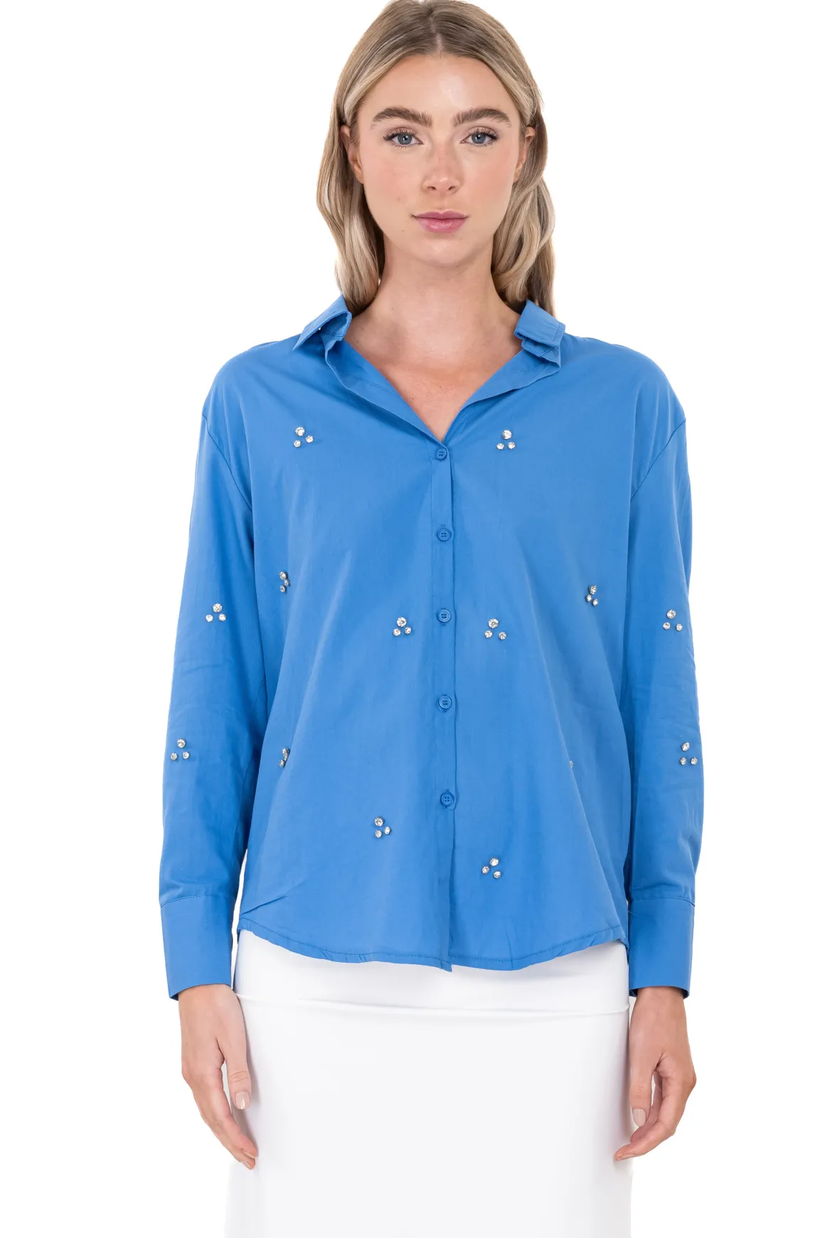 Camisa cuello solapa brillos