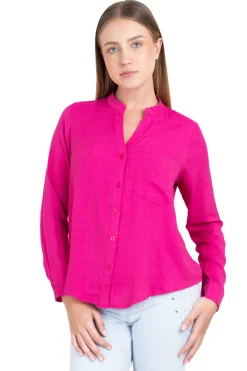 Camisa escote v manga larga